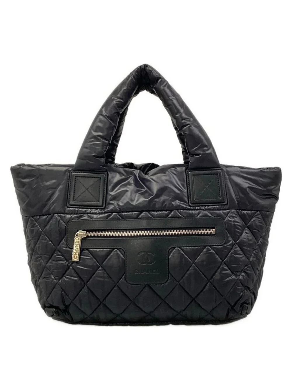 ★SOLD★ Chanel Tote Coco Cocoon PM Black Reversible Silver Leather - Picture 1 of 15